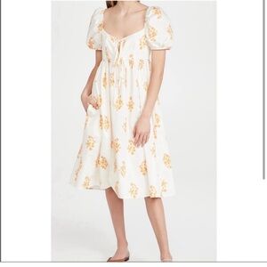 Ciao Lucia Allessia Marigold Cotton Floral dress Medium milkmaid cottagecore